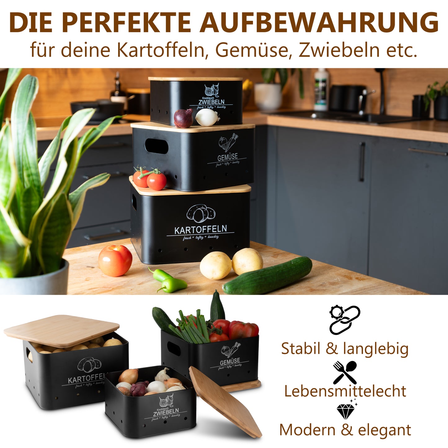 Die perfekte Aufbewahrung für deine Kartoffeln Gemüse Zwiebeln und Knoblauch