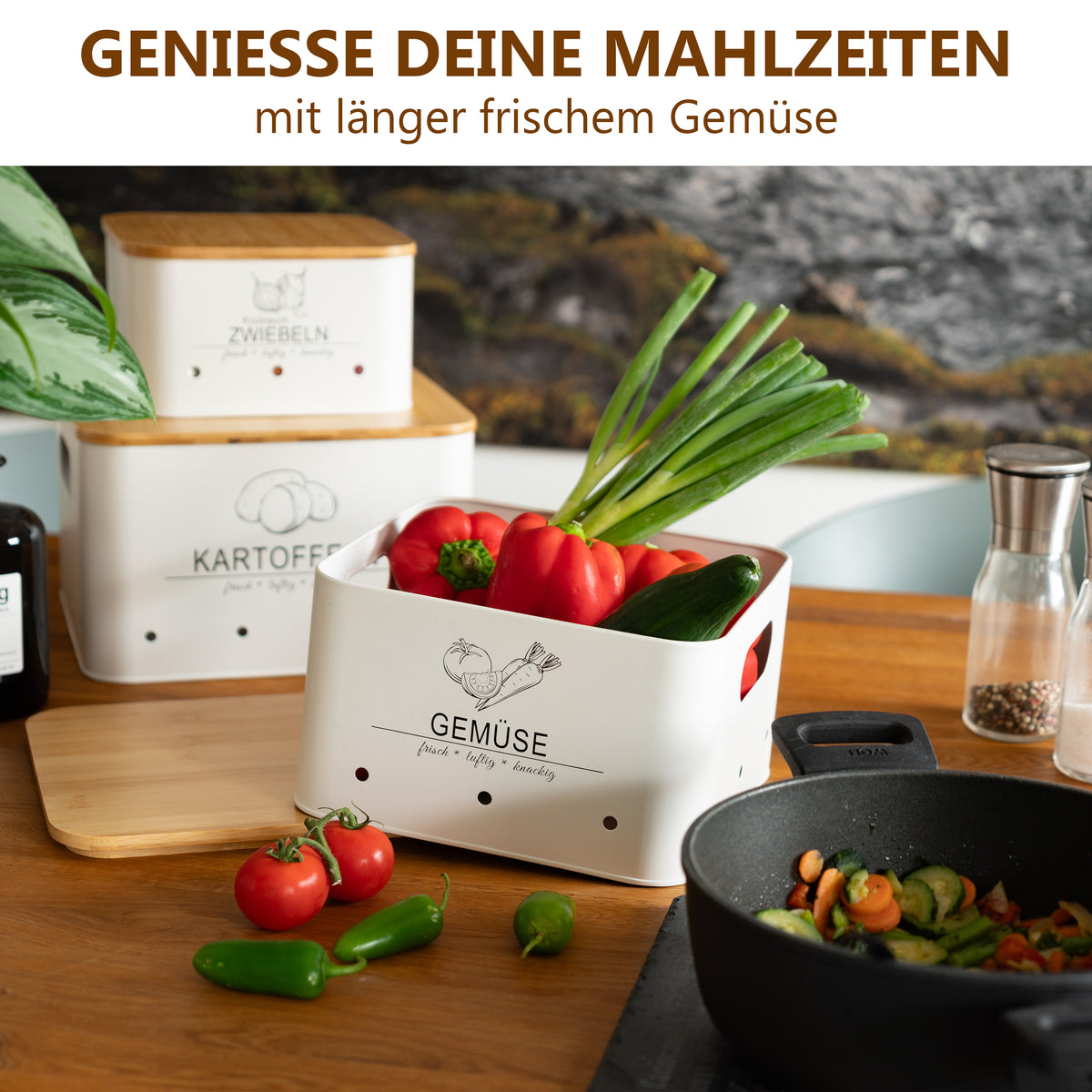 Aufbewahrungsboxen für Kartoffeln & Gemüse – 3er-Set Weiß