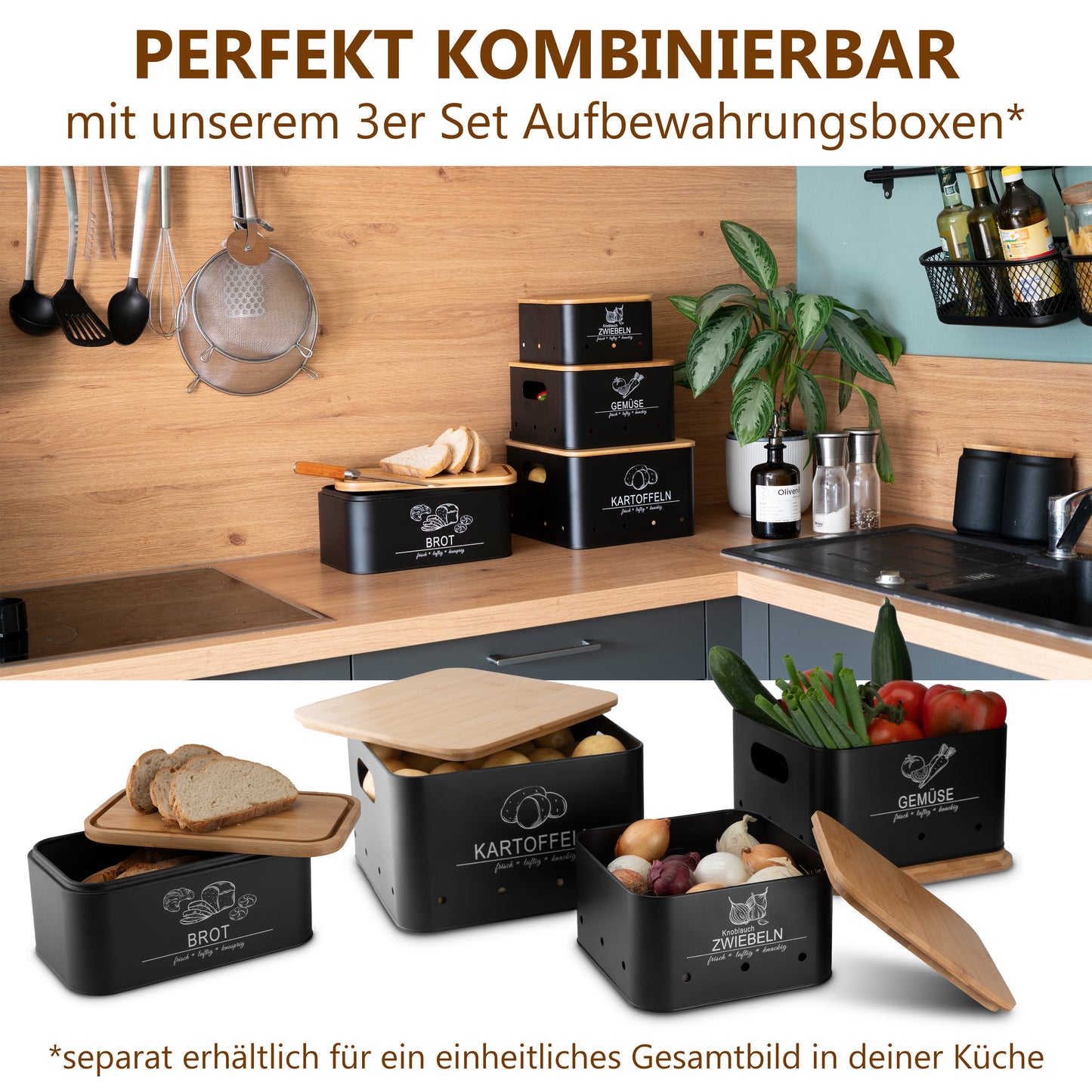 Perfekt Kombinierbar mit unserem 3er Set Aufbewahrungsboxen