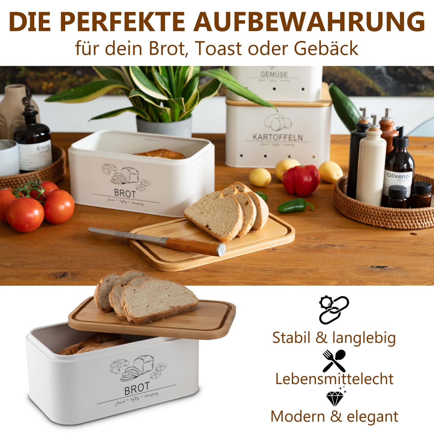 Die perfekte Aufbewahrung für Brot, Toast oder Gebäck
