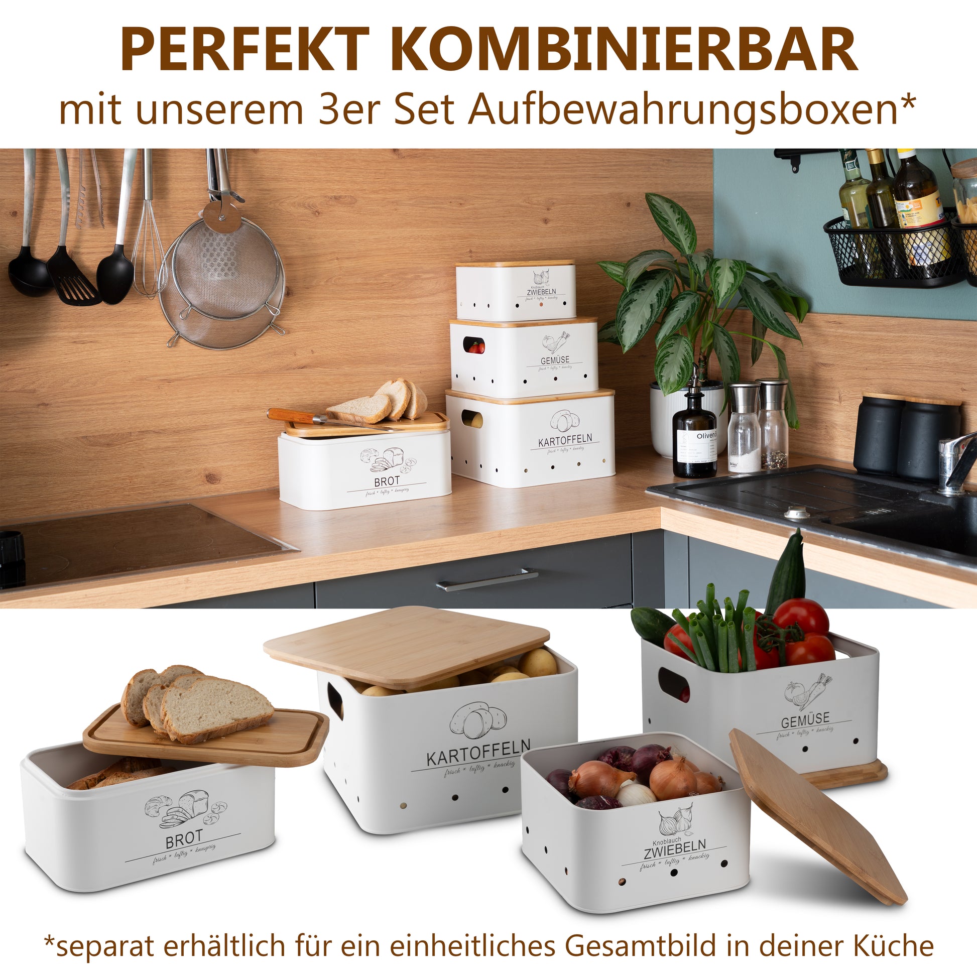 brot aufbewahrungs box Brotkasten mit Schneidebrett Weiß – Moderne Brotaufbewahrung