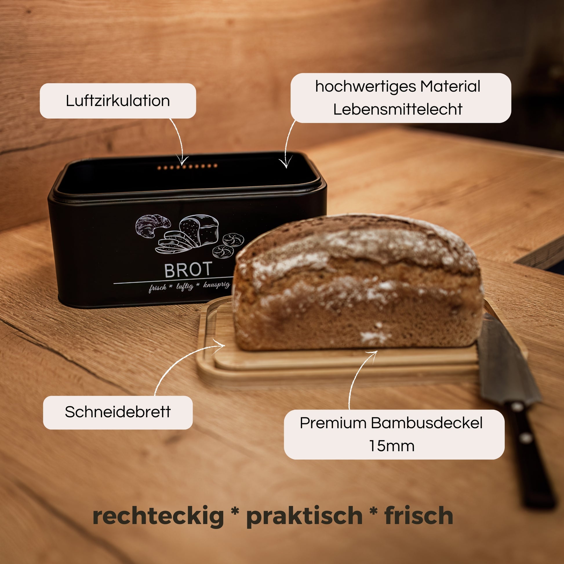 Brotkasten schwarz Merkmale