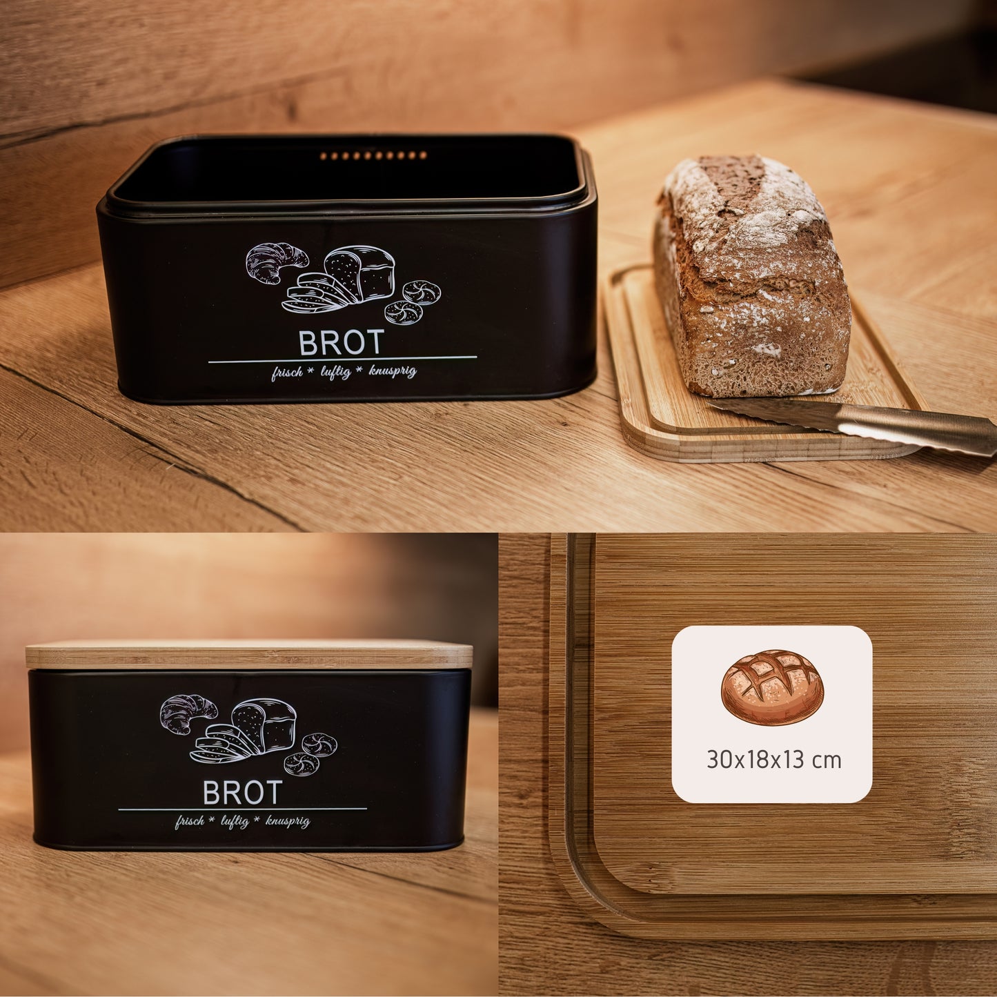 Brotkasten schwarz Maße