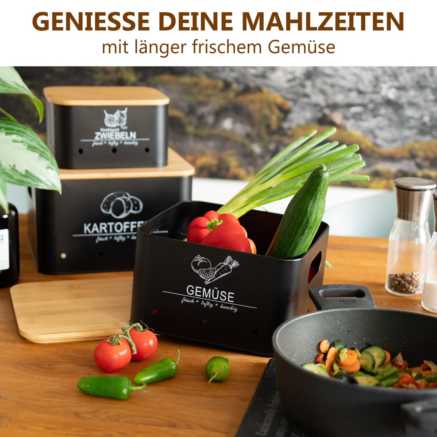 Aufbewahrungsbox 3er-Set Schwarz